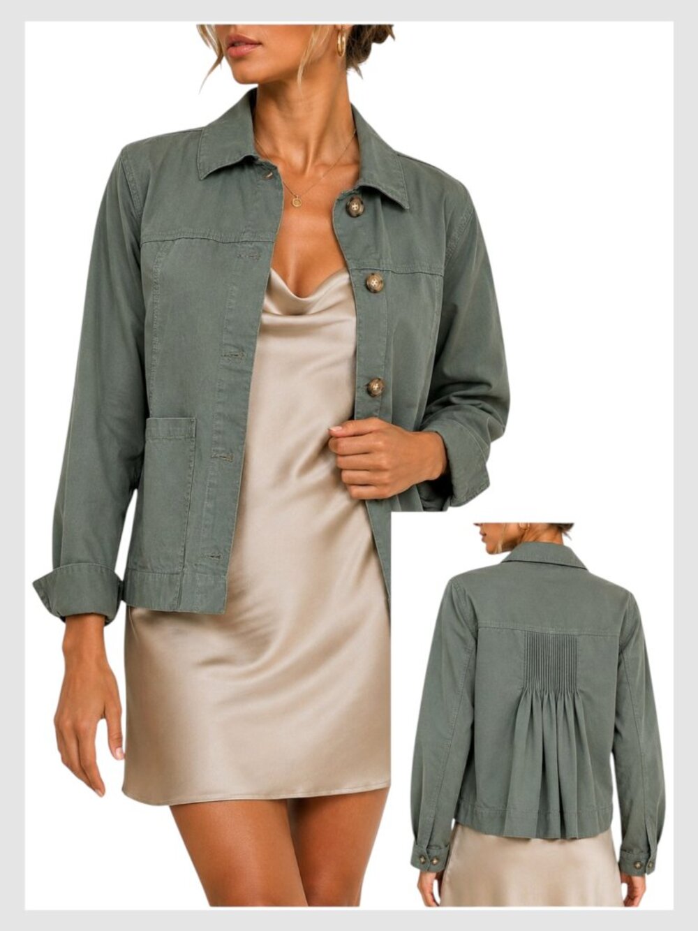 Veronica Beard Weslyn Utility Jacket Army Green Cropped Size S